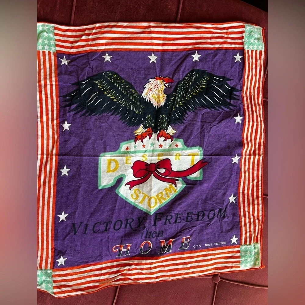 Vintage Desert Storm Eagle Bandana – 100% Cotton Patriotic Stars & Stripes Scarf